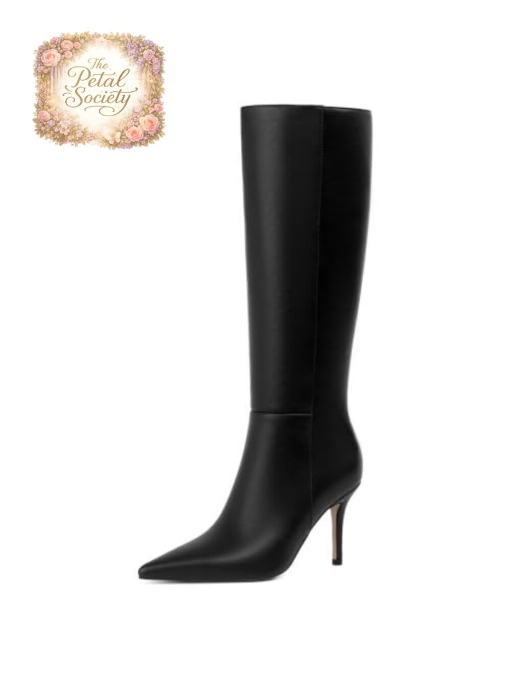Knee High Stiletto Heel Pointed Toe Faux PU Leather Tall Boots